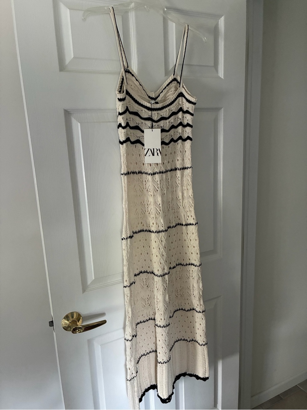 Zara Cream Crochet Knit Maxi Dress - Picture 9 of 9